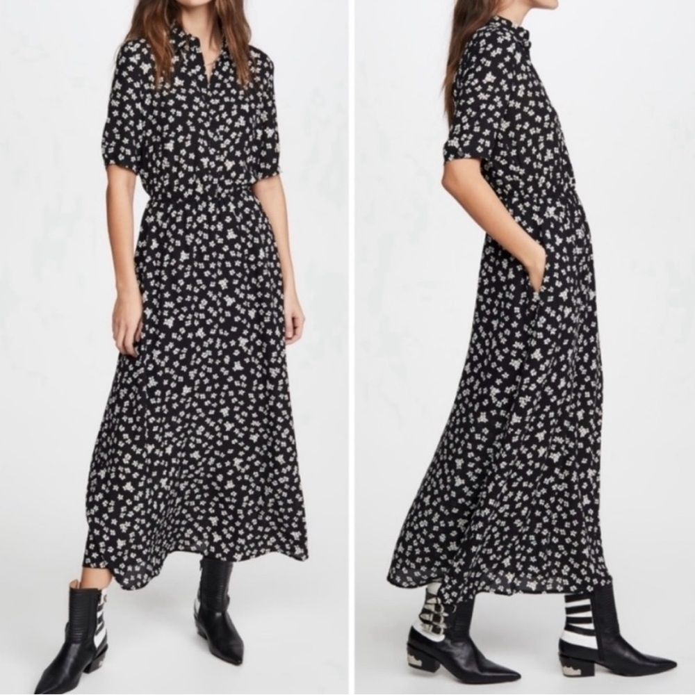 BB Dakota long black floral dress, size Large